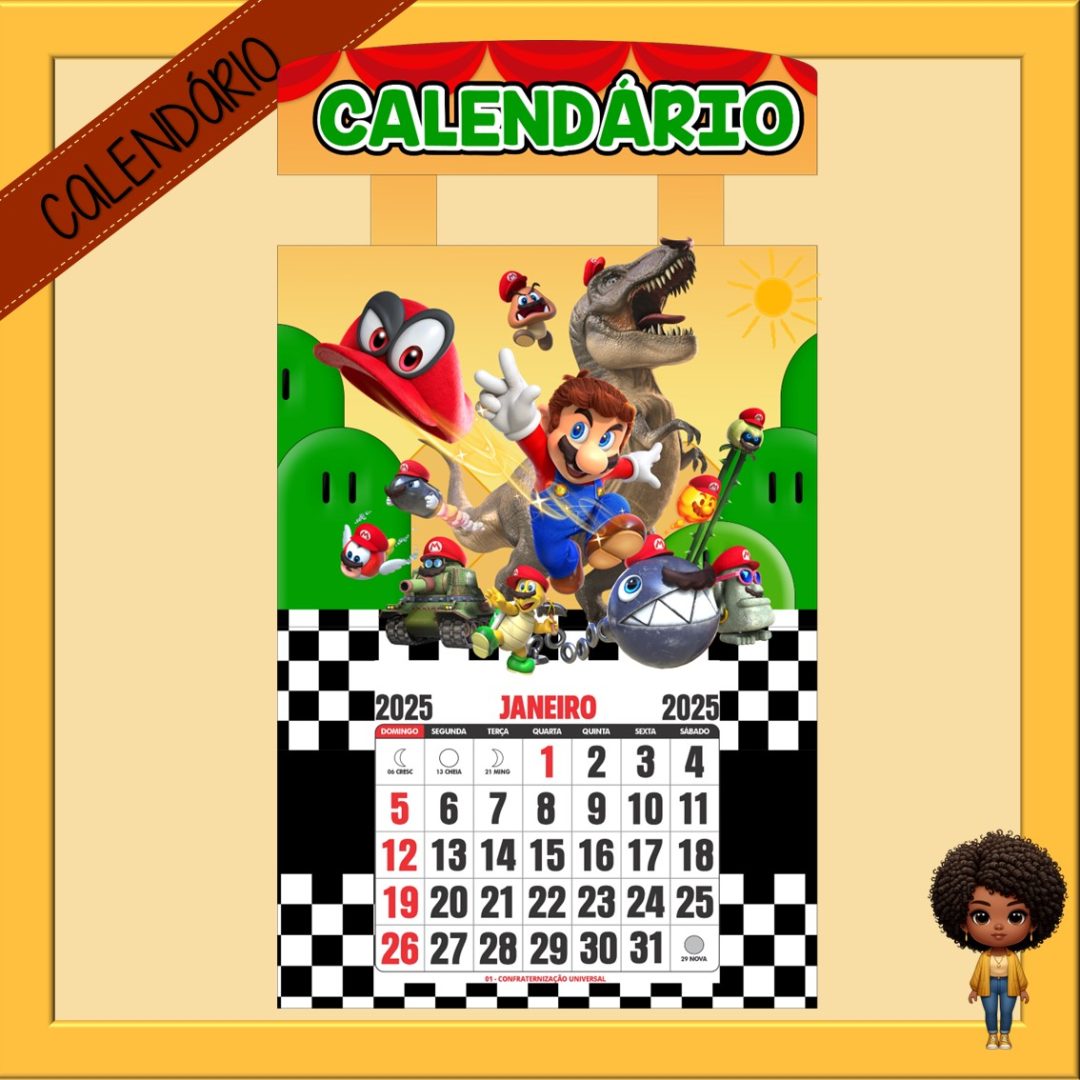 CALENDÁRIO 2025 - SUPER MÁRIO