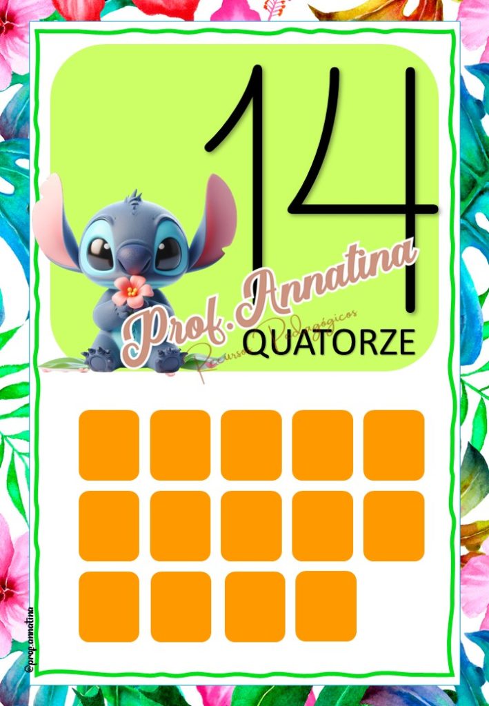 CARTAZ DE PAREDE – NÚMEROS DE 0 A 20 – STITCH – Loja Prof. Anna Tina