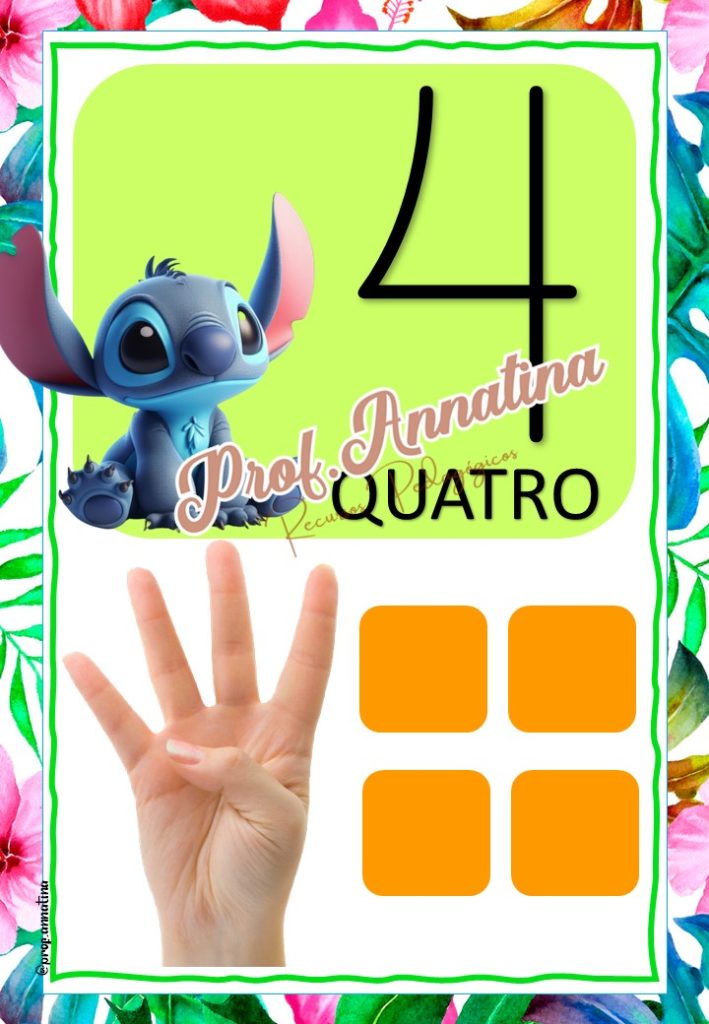 CARTAZ DE PAREDE – NÚMEROS DE 0 A 20 – STITCH – Loja Prof. Anna Tina