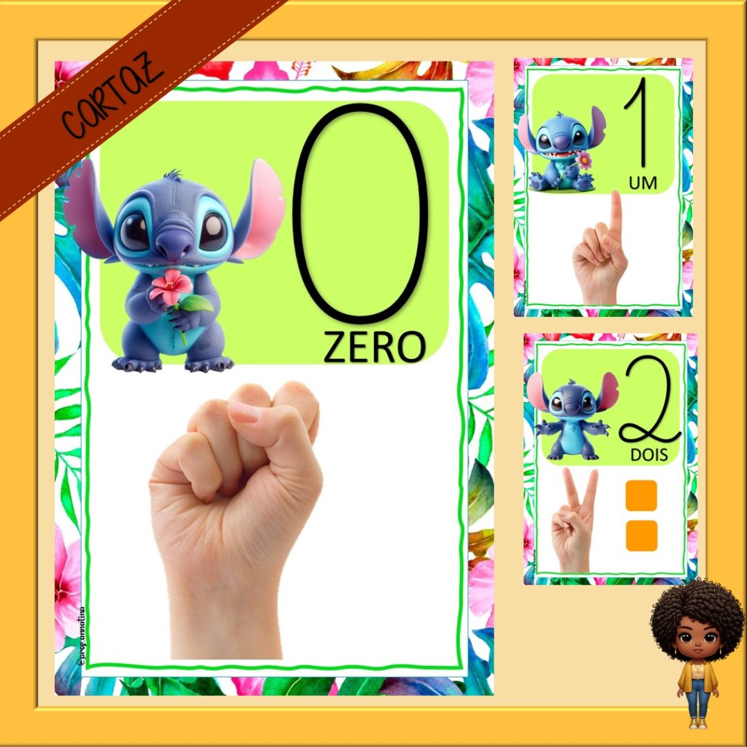CARTAZ DE PAREDE - NÚMEROS DE 0 A 20 - STITCH