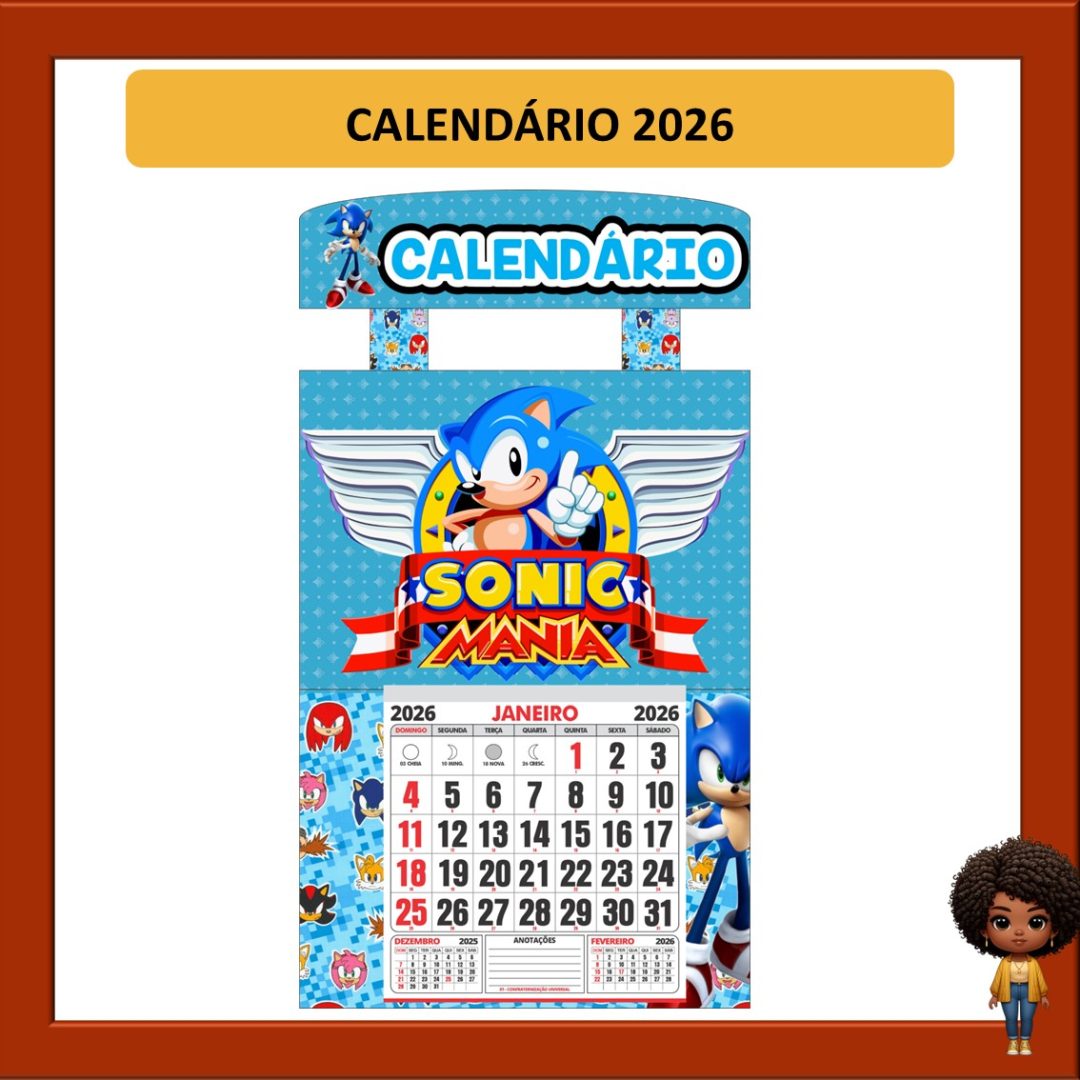 CALENDÁRIO 2026- SONIC