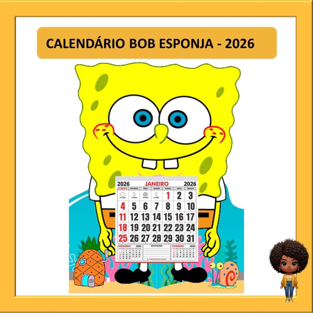 CALENDÁRIO BOB ESPONJA 2026