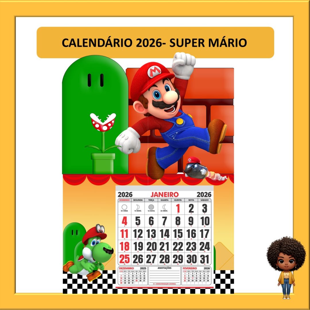CALENDÁRIO 2026 - SUPER MÁRIO
