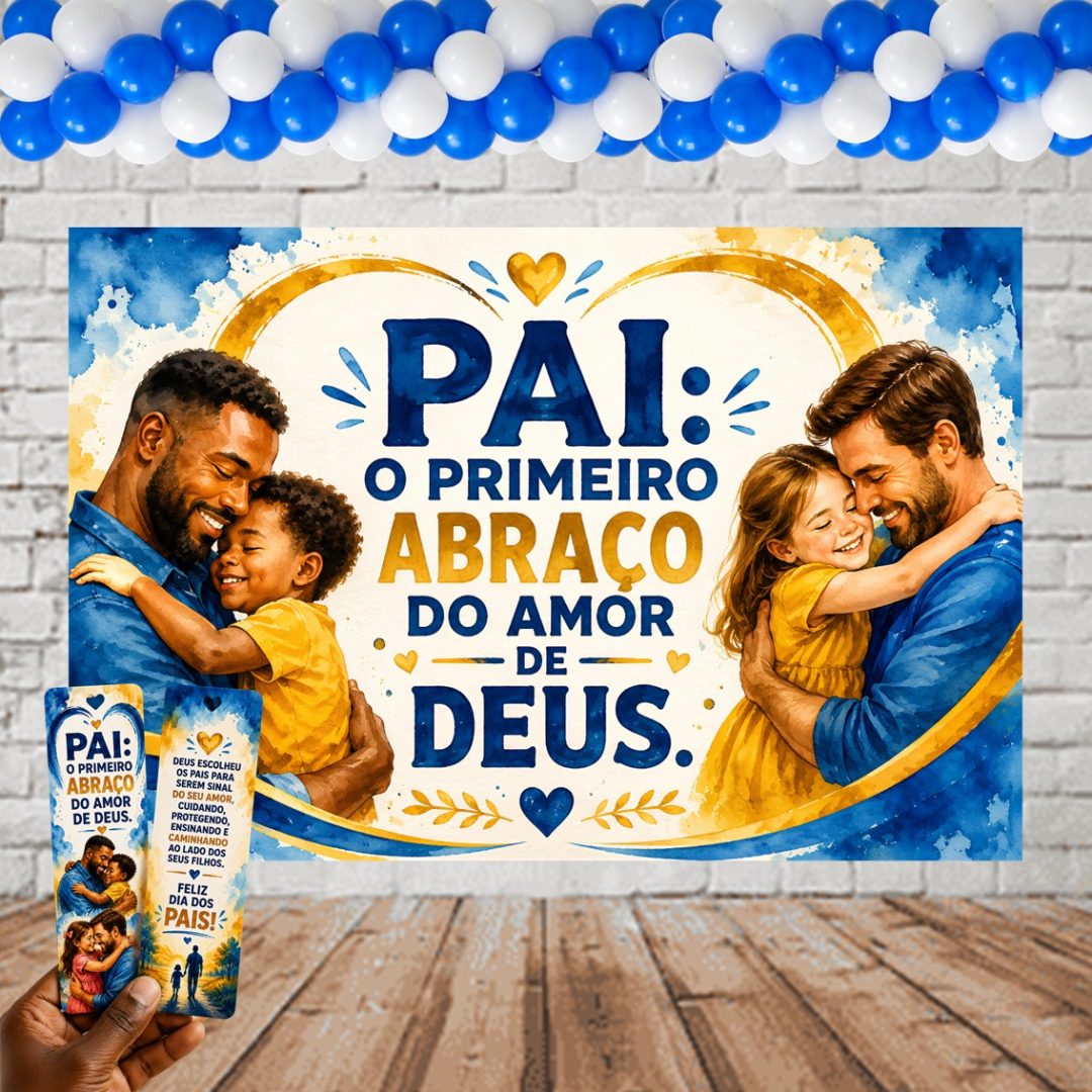CARTAZ DIA DOS PAIS- PAI: O PRIMEIRO ABRAÇO DO AMOR DE DEUS